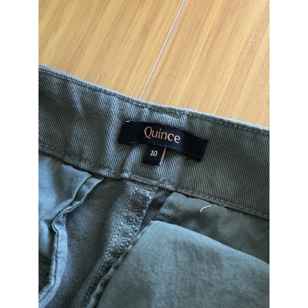 Quince Organic Stretch Cotton Twill Cargo Pants Womens 10 Green Loden Wide Leg - Picture 4 of 12